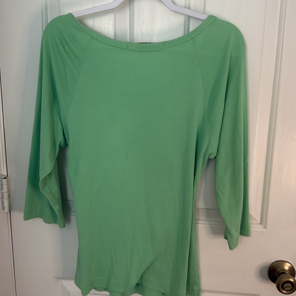 Barbara Lesser 3/4 Sleeve Top Front Ruching with Front Silver Zipper - Picture 4 of 10